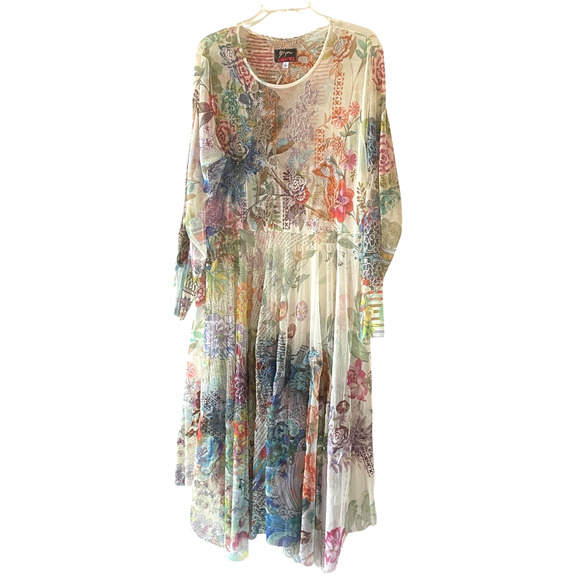 JOHNNY WAS BIYA Alyeshka Size XL Mesh Floral Embroidered Boho Midi Dress NWT - Picture 14 of 15